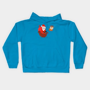 Santa Claus on the Sleigh with a Cute Reindeer Kids Hoodie